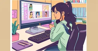 イメージ画像：PCでデザインをしている女性