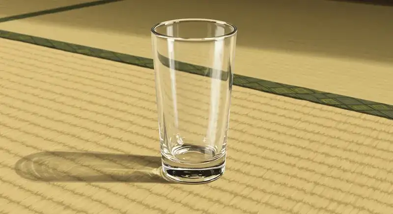畳の上に置かれたからのハイボールグラスイラスト