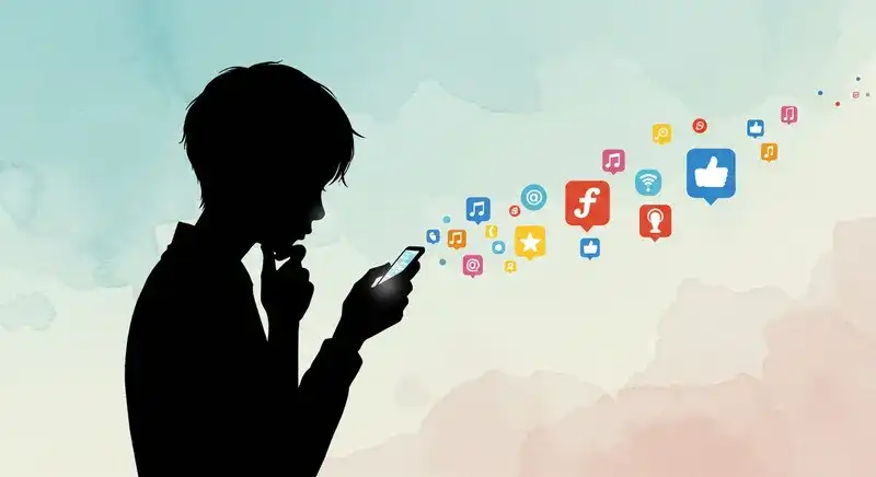 SNSと人のシルエット