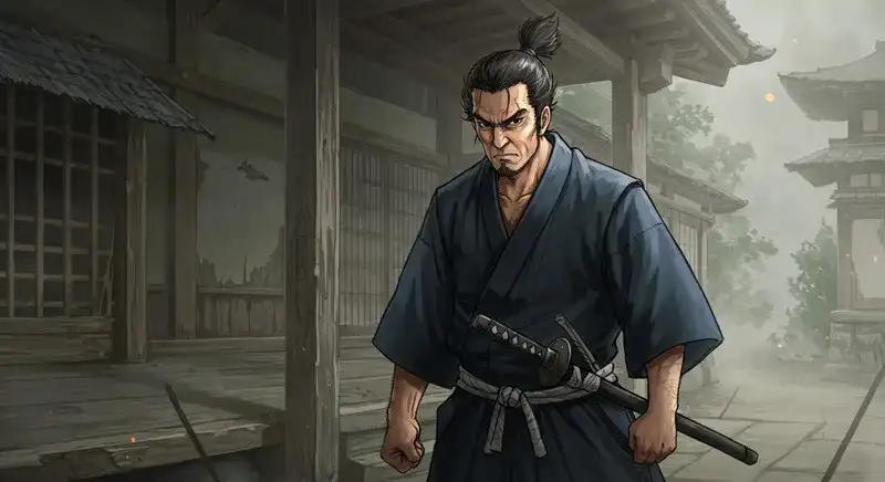 怒った徳川綱吉風の武士風の人物の姿
